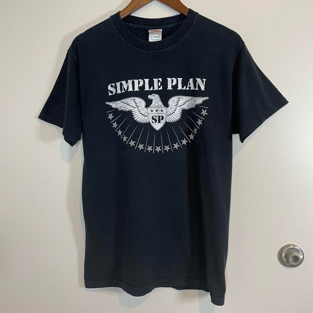 Simple Plan Rock Band Eagle Stars Black Medium Cotton T-shirt